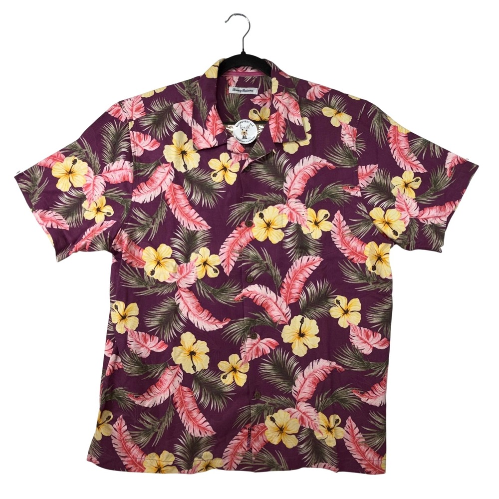 Tommy Bahama Island Zone Silk Blend Hawaiian Shirt Tropical Floral XL